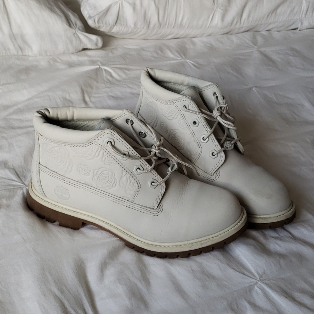 Timberland Boots with Engraved Rose Design